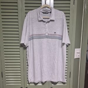 Travis Mathew Light Gray Polo with Subtle Stripes